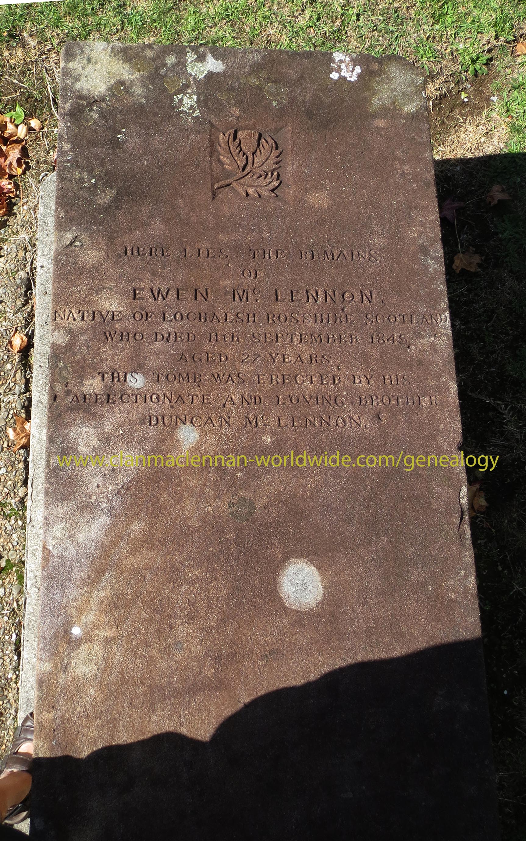 Photo of headstones/Ewen McLennon d1845 hdstn Russell NZ